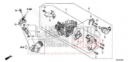 CORPS DE PAPILLON/INJECTEUR DE CARBURANT SH150ADE de 2014